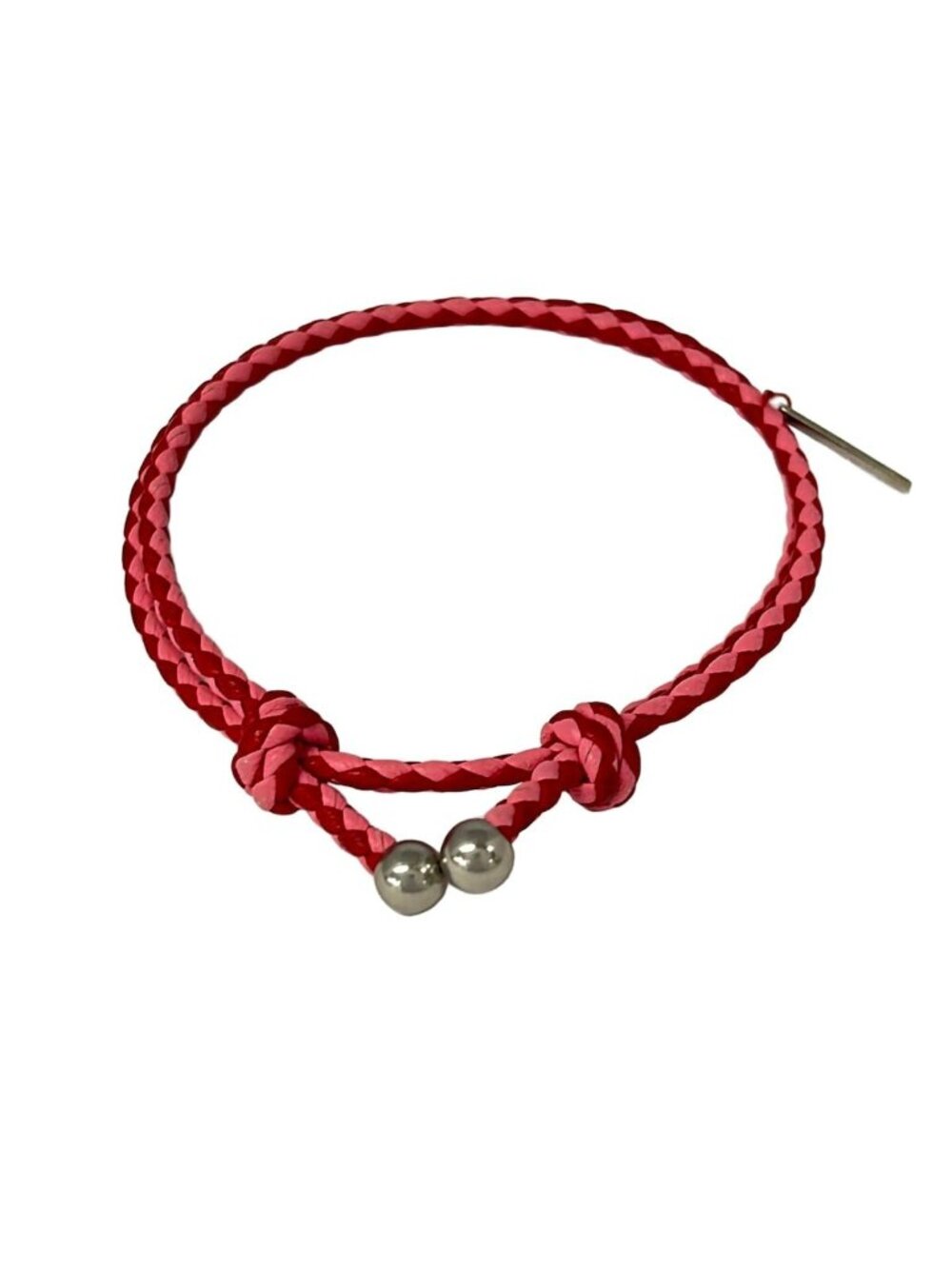 Bottega Veneta Bracelet Leather Red Pink Silver Intrecciato